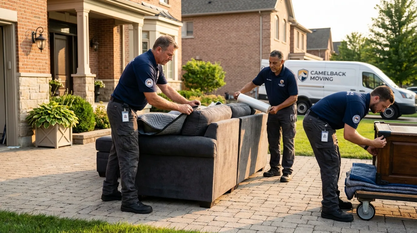 Large estate moving crew wrapping furniture in Elkton, VA