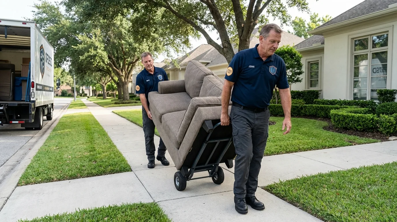 Local residential moving crew loading furniture in Elkton, VA