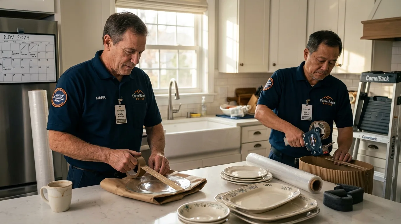 Professional crew packing kitchen dishware in Elkton, VA